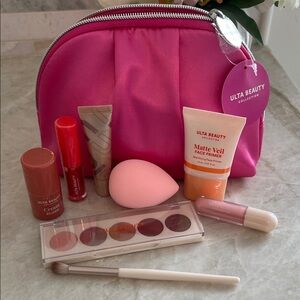 Ulta Beauty Primer and Makeup Collection with Pink Bag